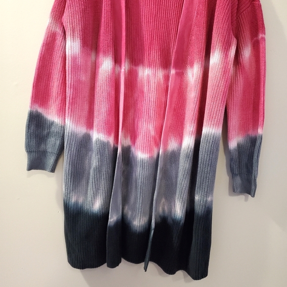 525 America (Revolve) - Cotton Ombre Tie Dye Style Open Front Cardigan - Size L - Picture 4 of 9